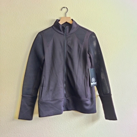 90 Degree By Reflex Jackets & Blazers - 90 Degree Black Mesh Zip-up Up Jacket